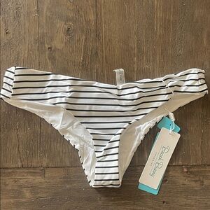 Beach Bunny Reversible Black and White Striped Bikini Bottom